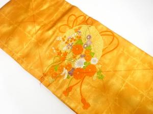 未使用品　鏡裏に菊・秋草模様織り出し　名古屋帯